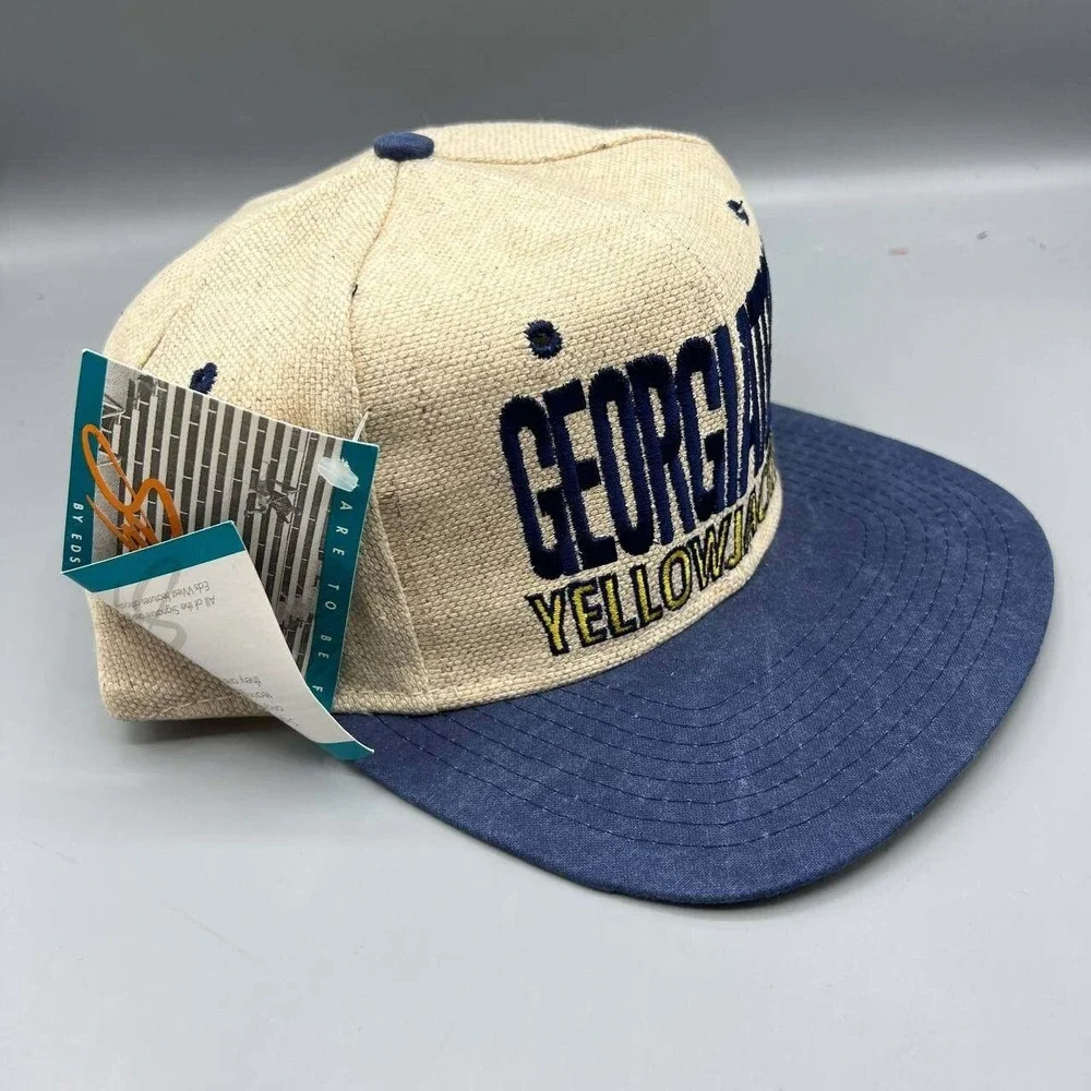 Vintage Georgia Tech Yellow Jackets Hat Men Beige‎ Signatures Snap Back Cap New